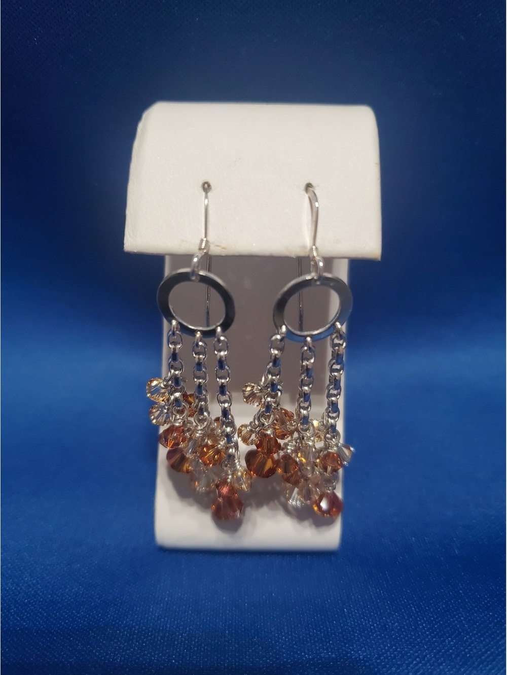 Swarovski Crystal Chandelier Earrings Topaz Champagne 925 Sterling Silver